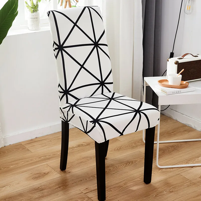 

Geometry Chair Cover Elastic Dining Chair Covers Spandex Stretch Office Chair Case Anti-dirty Removable Protector Slipcovers