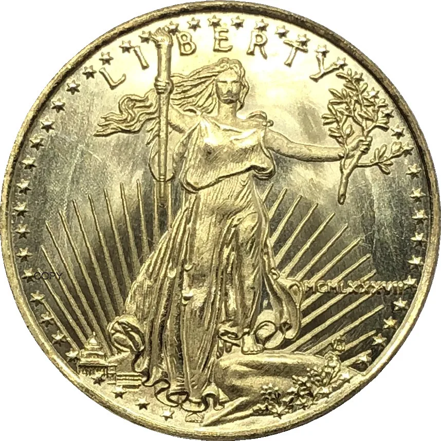 

Американский 25 доллар американский Орел слиток монета 1987 латунная металлическая Юбилейная Золотая монета КОПИЯ монета