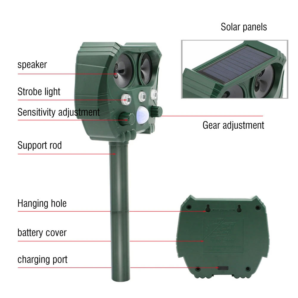 Репеллент для животных на солнечной батарее средство отпугивания кошек и собак