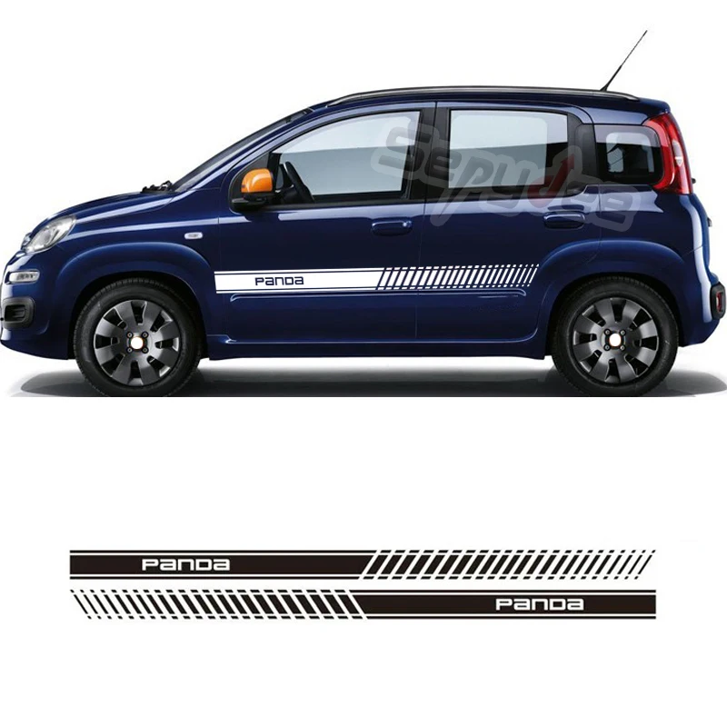 

2 шт. Стайлинг автомобиля дверь боковая юбка наклейка для Fiat Panda длинные полосы кузова автомобиля графика виниловая пленка наклейка автомоб...