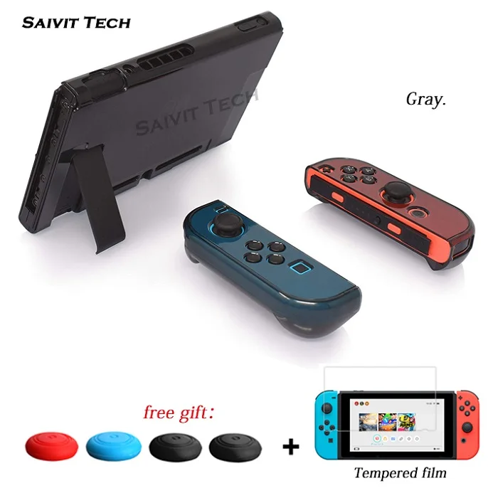Gray NS nintendo s Zend Switch Crystal PC съемный прозрачный чехол и стеклянная пленка для экрана для nintendo Switch жесткий чехол - Цвет: Gray