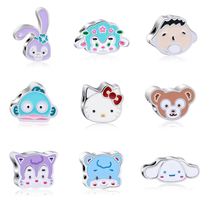 

New Fashion Charm Original Fat Head Fish Bear Rabbit Cat Charm Beads Suitable for Original Pandora Ladies Bracelet Jewelry Gift