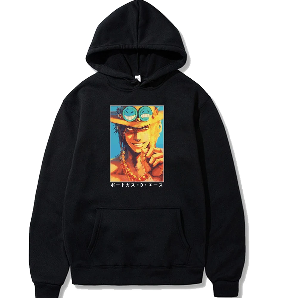 

One Piece Ace Hoodies Casual Homme Long Sleeve Japanese Anime Printed Male Female Streetwear Clothing Autumn Winter Tops