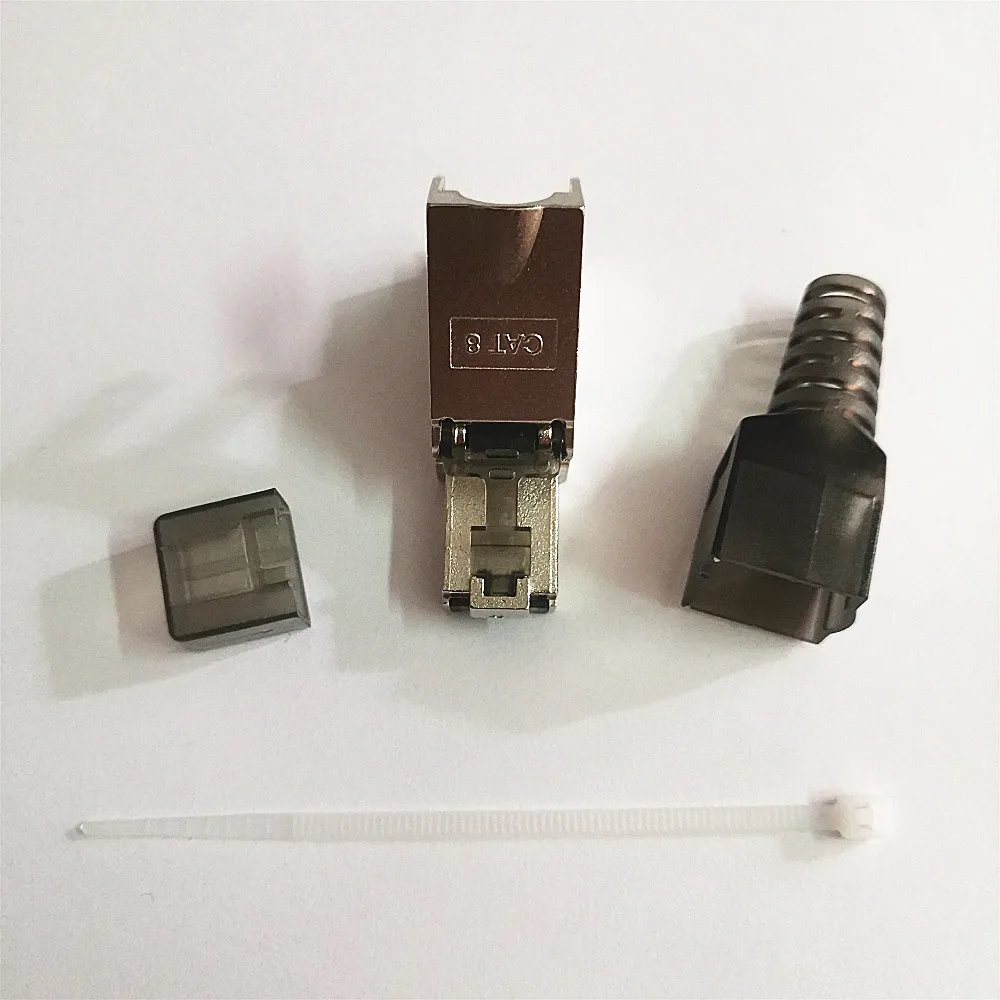 Verkauf 50pc RJ45 Cat8 Ethernet Stecker Computer Netzwerk Kabel Adapter 5G Breitband RJ45 Terminal Werkzeug-Freies Crimpen Geschirmt LAN Draht