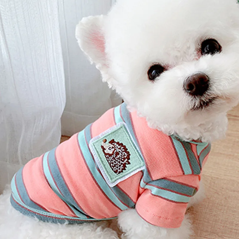 

Small Animal Pattern Pet Hoodie Dog Clothes Striped Short Sleeve Cotton Tshirt Hoodies For Small Dogs Hoody Sweatshirt Clothing