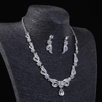 himstory elegance waterdrop rhinestones crystal cute sweet necklace earrings bridal jewelry sets jewelry