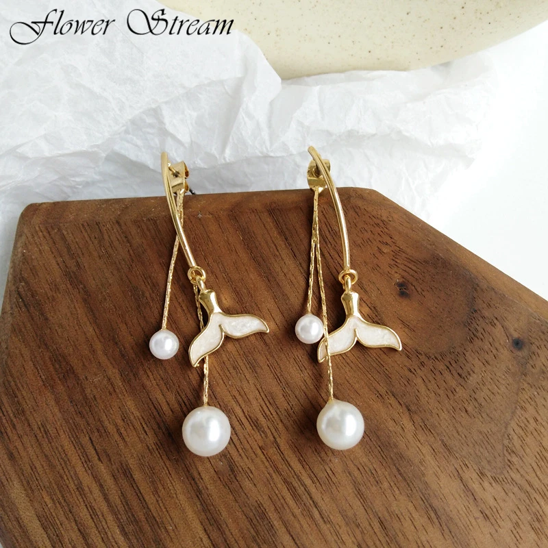 S925 Индивидуальные Длинные серьги с рыбьим хвостом простые и красивые модные