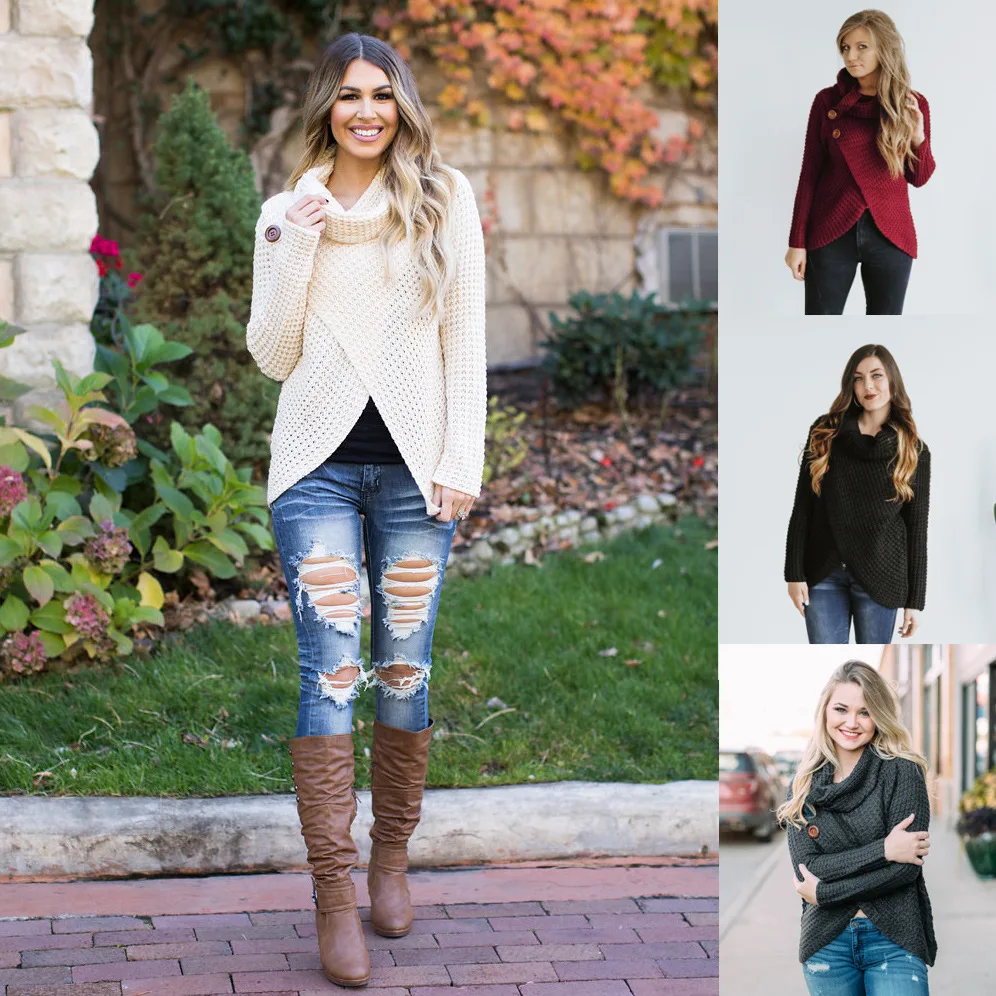 

Women Plus Size Knitted Sweater Korean White Top Women Turtleneck Sweaters New Womens Top Ladies Clothing Winter Clothes