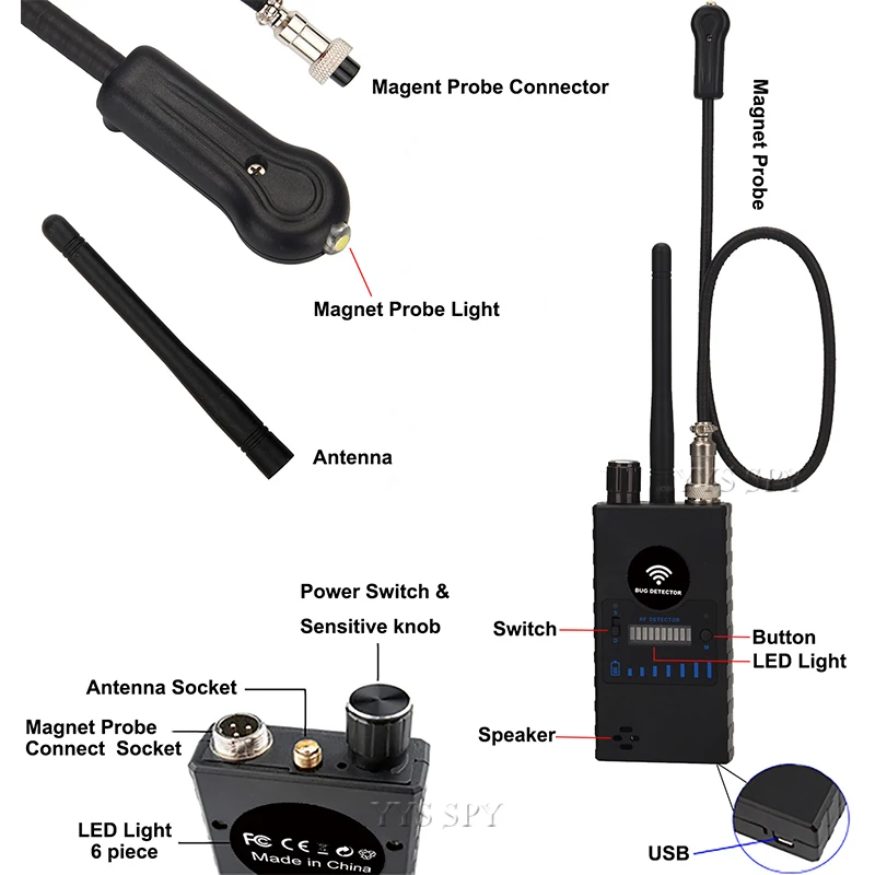 Обновленный G328B Радиочастотный детектор сигнала Wifi GPS ошибка Мини анти шпион