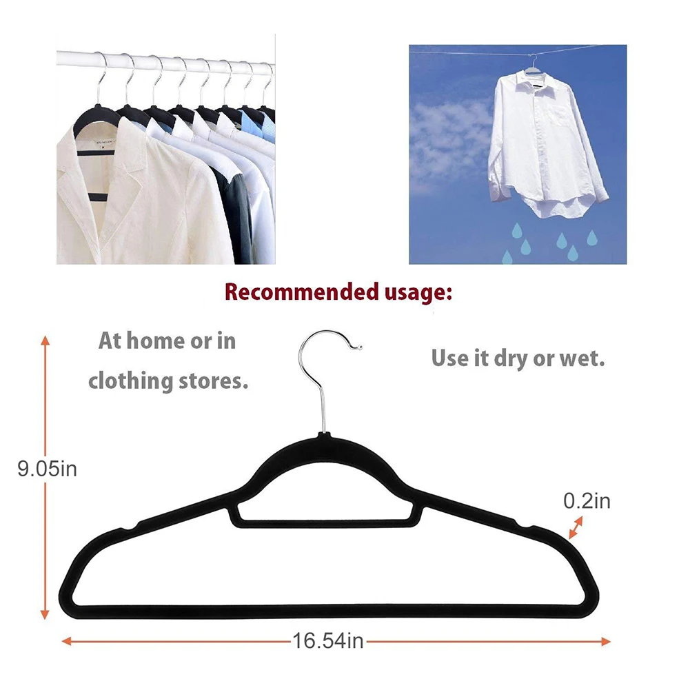 

Flocking Hanger Non-slip Plastic Flocking Velvet Coat Flocked Custom Hanger Seamless Drying Rack Newest 2019