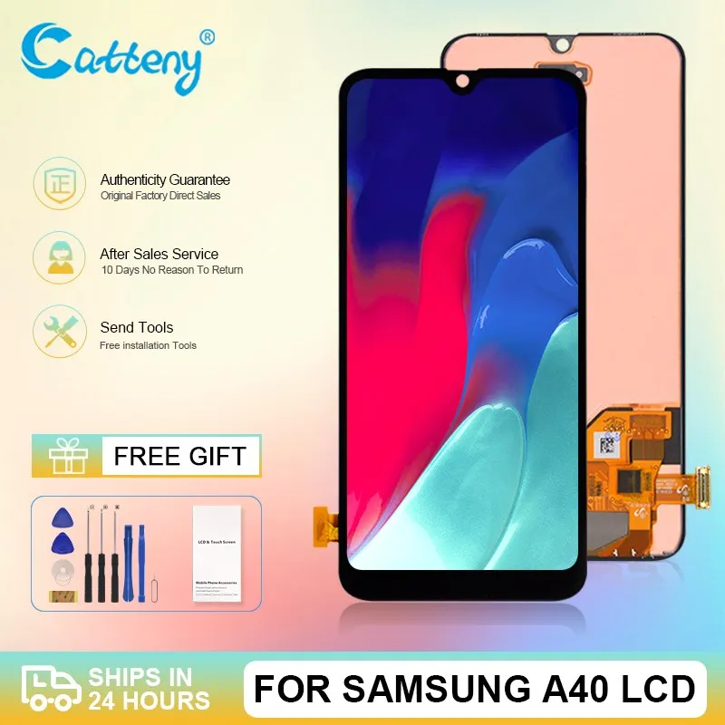 

Оптовая продажа, оригинальный дисплей A40 для Samsung Galaxy A405, ЖК-дисплей с сенсорной панелью, стеклянный дигитайзер A405F в сборе, бесплатная достав...