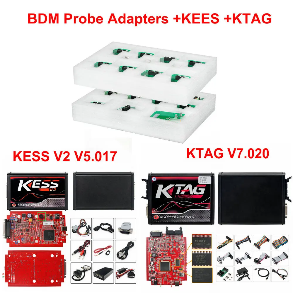 KESS KTAG BDM Probe ЕС красный KESS V2 v5.017 мастер ktag v7.020 менеджер токарная обработка комплект без знака чтения Limited KESS V2.47 V4.036 Основной блок программатор системного блока управления - Цвет: KESS KTAG BDM Probe