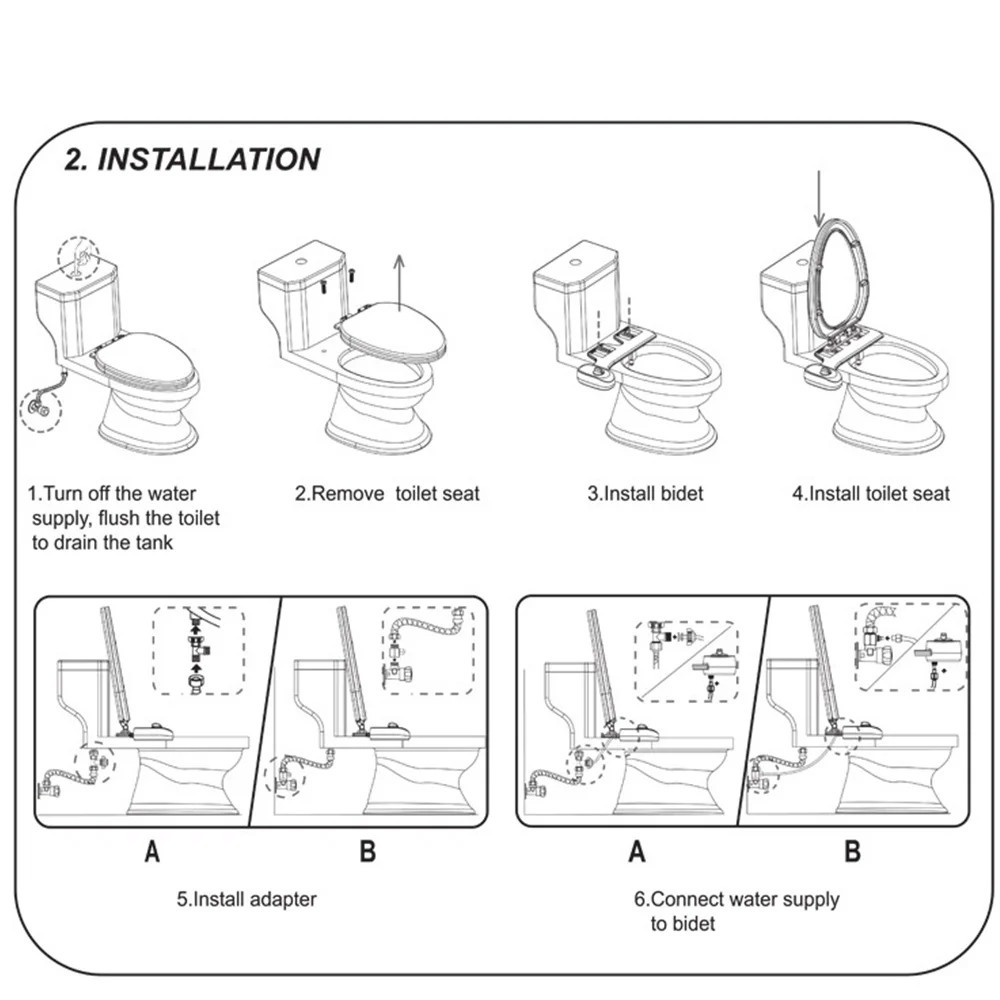 

Clean Clear Rear Bidet Butt Attachment Seat Toilet Adjustable Bidet Flusher Single Cold Single Spray Wash Self-cleaning