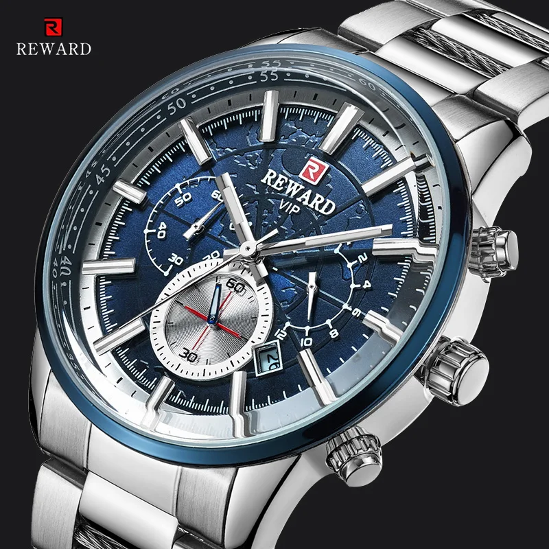 

REWARD Men's Watch Luxury Date Waterproof Watches Mens Sports Chronograph Quartz Wrist Watch For Men Relogio Masculino