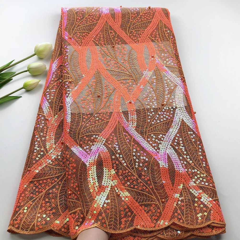 Блестящие жемчужины африканская французская сетчатая кружевная ткань