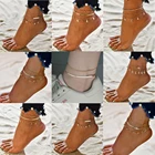 2 шт.компл. винтажные ножные браслеты в стиле бохо для женщин, модные золотые цепочки-змеи, Изящные Ювелирные украшения для ног в стиле бохо