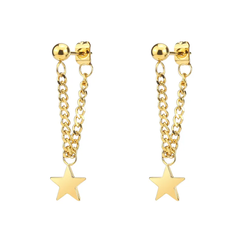 

Todorova Cool Star Pendant Punk Chain Drop Dangle Earrings For Women Men Tassel Earring Stainless Steel Jewelry Accessories