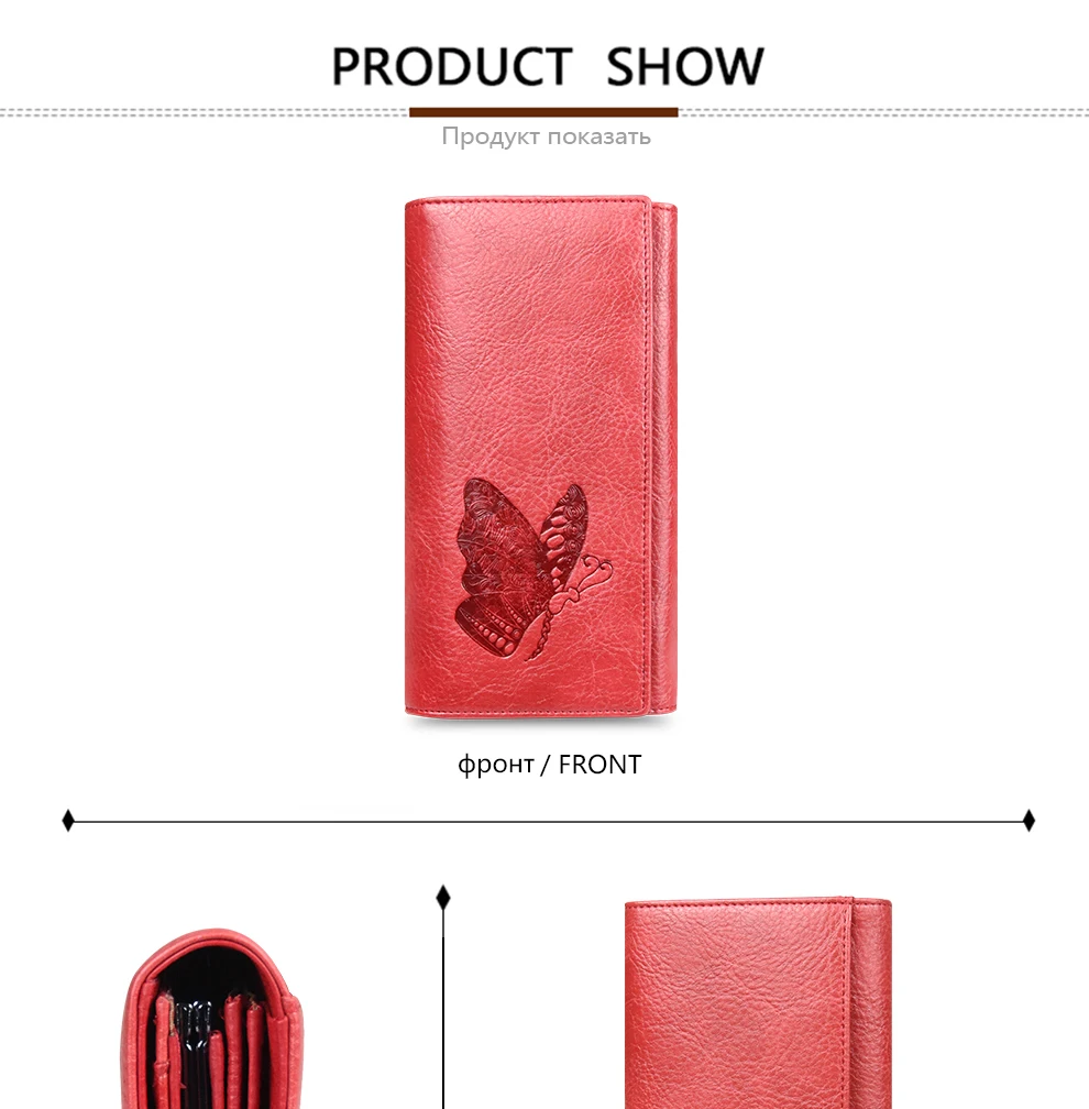 

DICIHAYA Genuine Leather Women Wallet Long Purse Butterfly Embossing Wallets Female Card Holders Carteira Feminina Phone bag