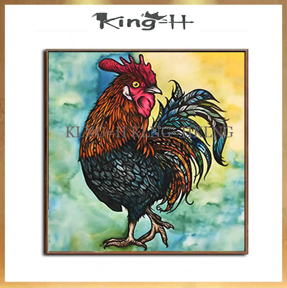 

Animal hand-painted rooster chicken art wall painting creation large impression home sitting room adornment bedroom granary