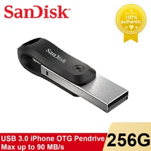 SanDisk 256GB iXpand Flash Drive Go SDIX60N 128GB PenDrive USB3.0 Disk Lightning Connector Pen Drive for iPhone & iPad USB Stick