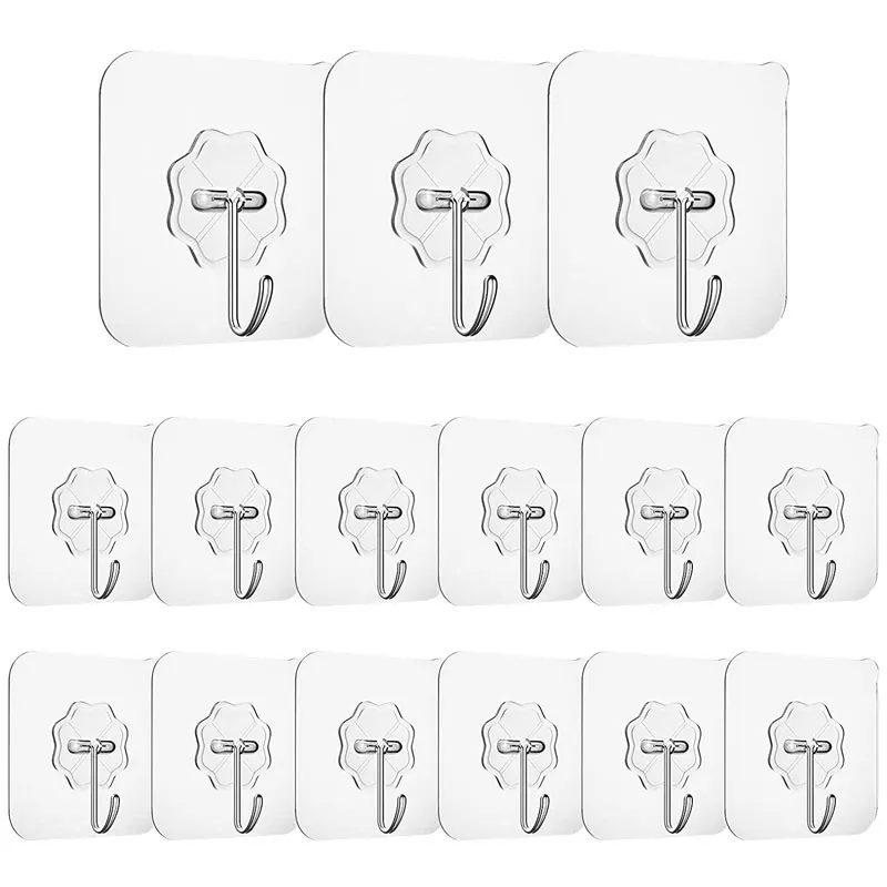 

Transparent Adhesive Multi-Purpose Hooks Wall For Bathroom Kitchen Clothes Towel Holder Door Hooks For Key Hook Storage Hook