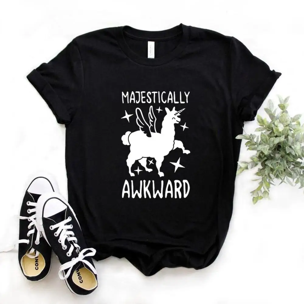 

Majestically Awkward unicorn mallama Print Women Tshirts Cotton Casual Funny t Shirt For Lady Yong Girl Top Tee Hipster FS-177