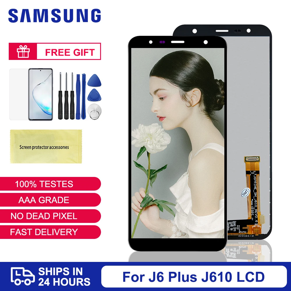 

6.0'' Super Amoled LCD For Samsung Galaxy J6 Plus J6+ J610 J610F J610FN Display LCD Screen Replacement J6 Plus LCD Screen Touch
