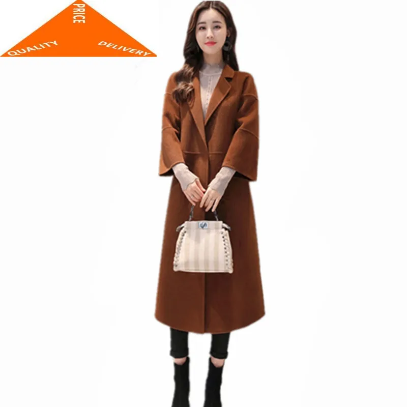 

2020 Women Coat Fashion 900% Wool Jacket Long Coats Slim Fit Woolen Jackets Casual Ladies Winter Clothes Casacos LWL749