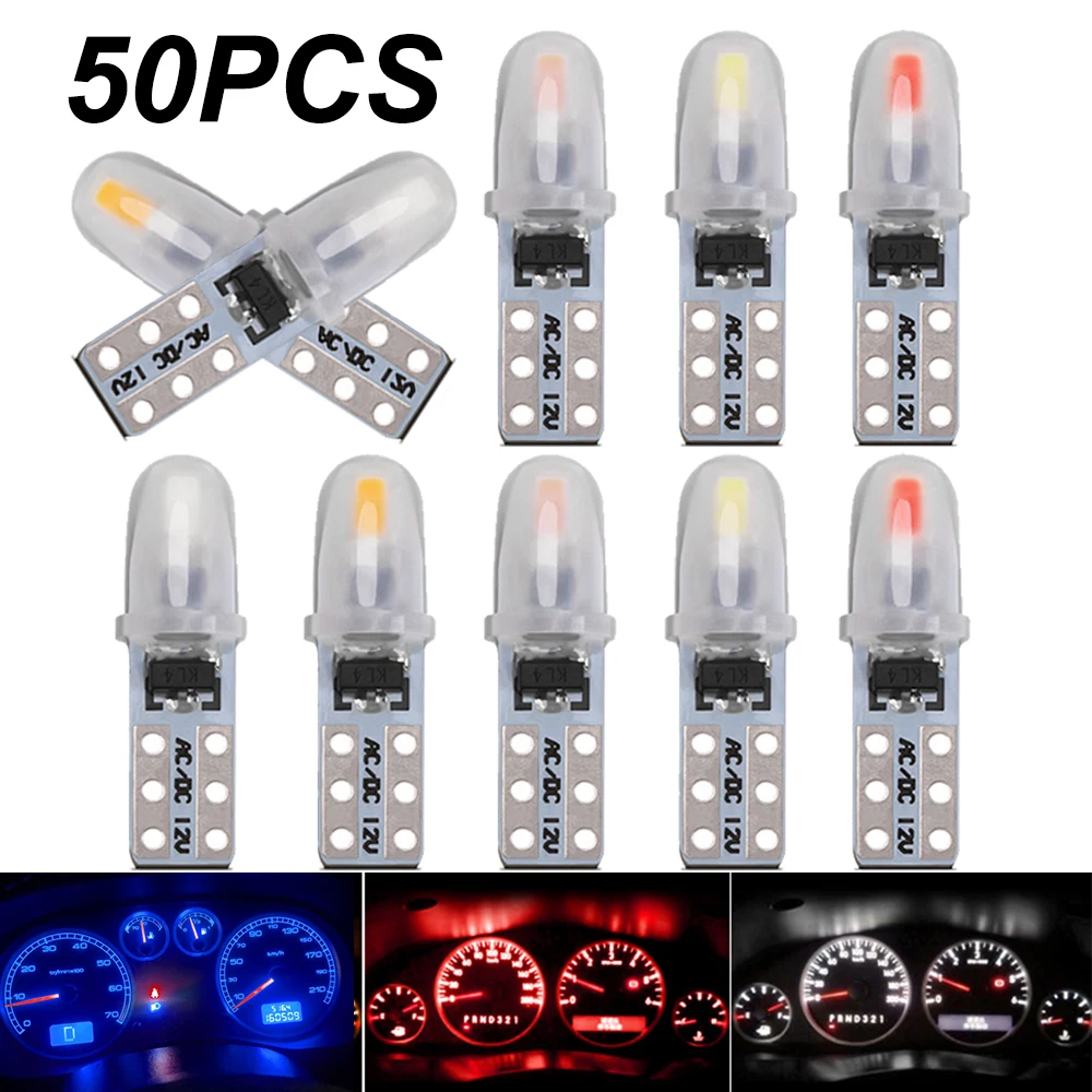 50Pcs T5 W1.2W W3W 74 86 206 Super Bright 2 SMD 3014 LED Bulb Car
Interior Light Auto Side Wedge Dashboard Gauge Instrument Lamp