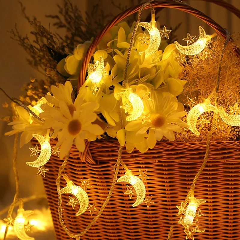 

10LED Moon Star Castle Led Light String Eid Mubarak Ramadan Decoration for Home Hajj Ramadan Kareem Eid Lantern Gift