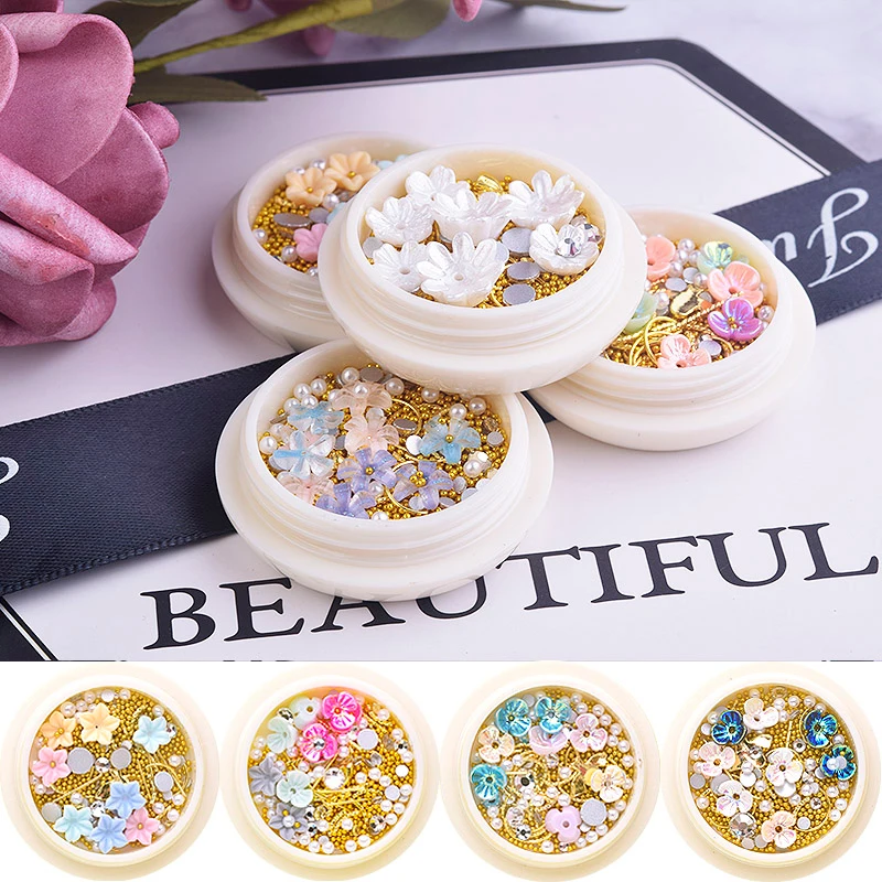 1 коробка цветы новые 3D наклейки для ногтей кавайные очаровательные инструменты