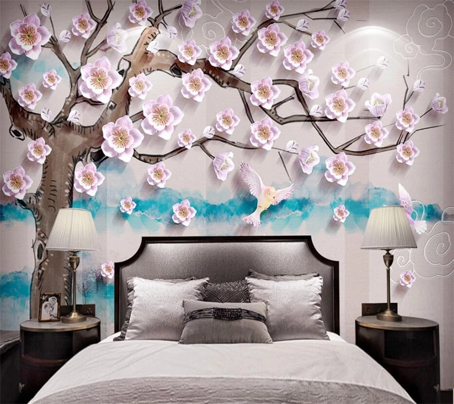 Индивидуальные 3d обои рельефные простые и элегантные персиковые цветы Новый