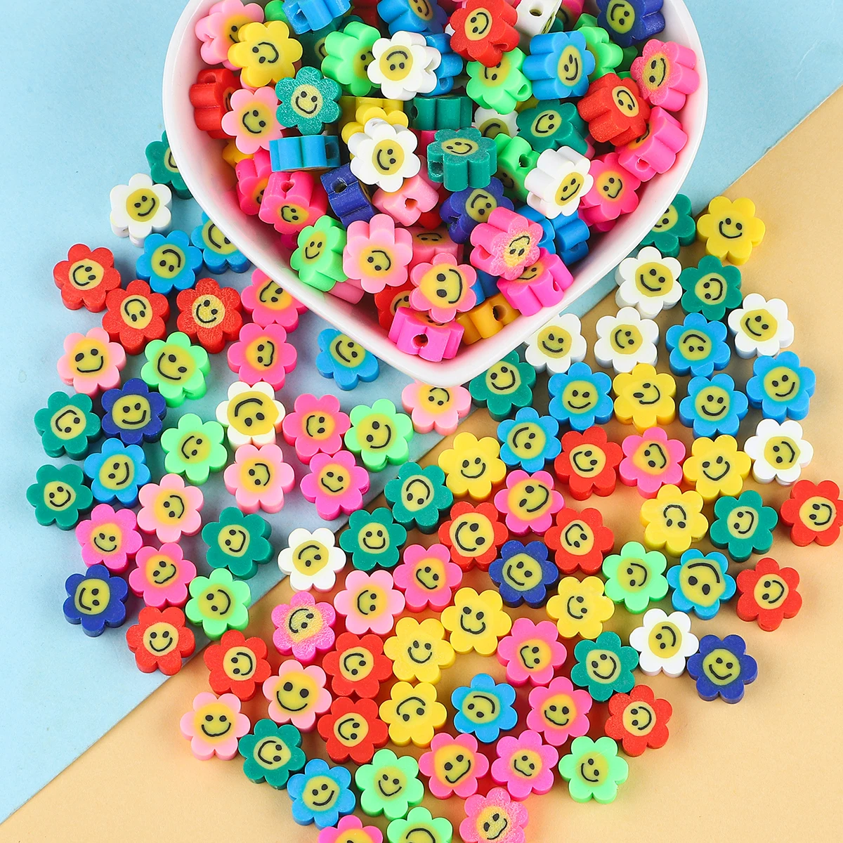 Глиняные смайлики 30 шт./лот 10 мм круглые бусины в форме сердца цветка полимерные с