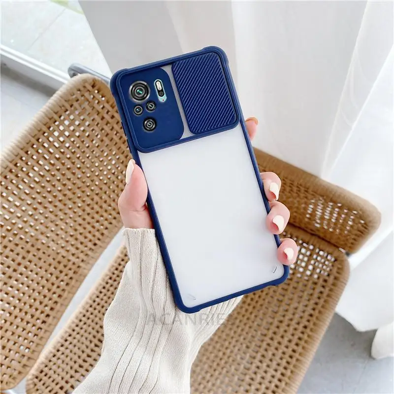 transparent slide camera protect phone case on for xiaomi redmi note 10 pro max note10 s 10pro 10s 4g 5g airbag shockproof cover free global shipping