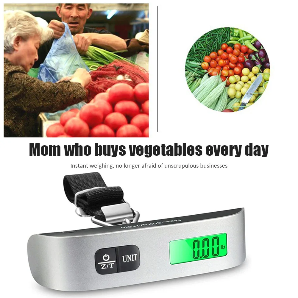 

50KG Portable Hanging Scale LCD Digital Display Electronic Luggage Scales Weight Balance Tools Kitchen Household Accessories