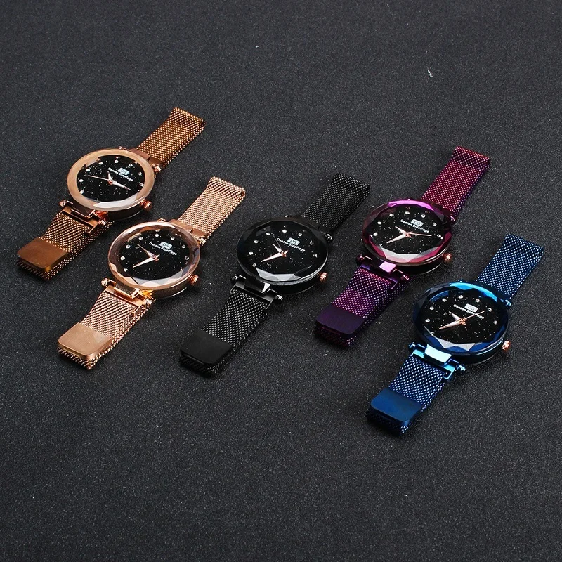 Часы женские кварцевые с магнитным сетчатым браслетом люксовые наручные со