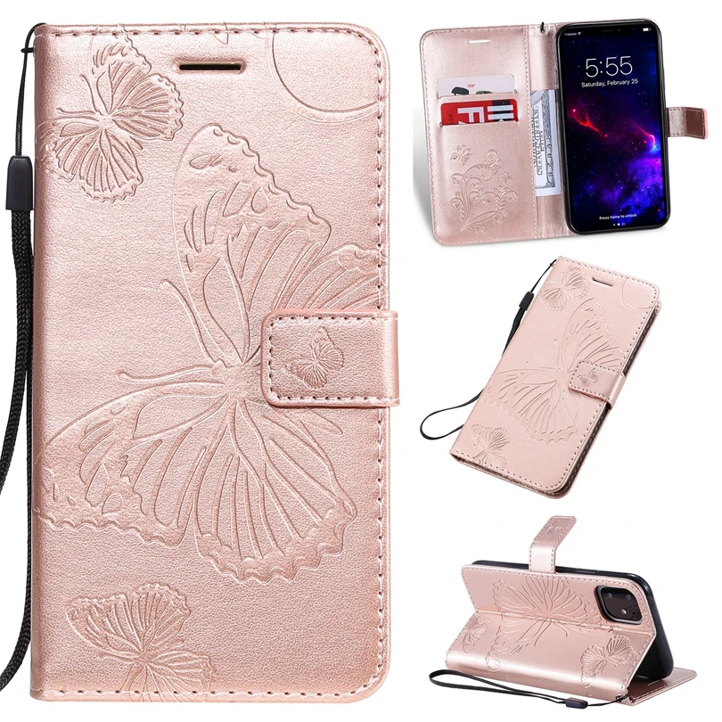 Чехол Бумажник Флип кожаный чехол с бабочкой для Samsung Galaxy J3 J4 J5 J6 J7 J8 J2 Pro Plus Prime 2016