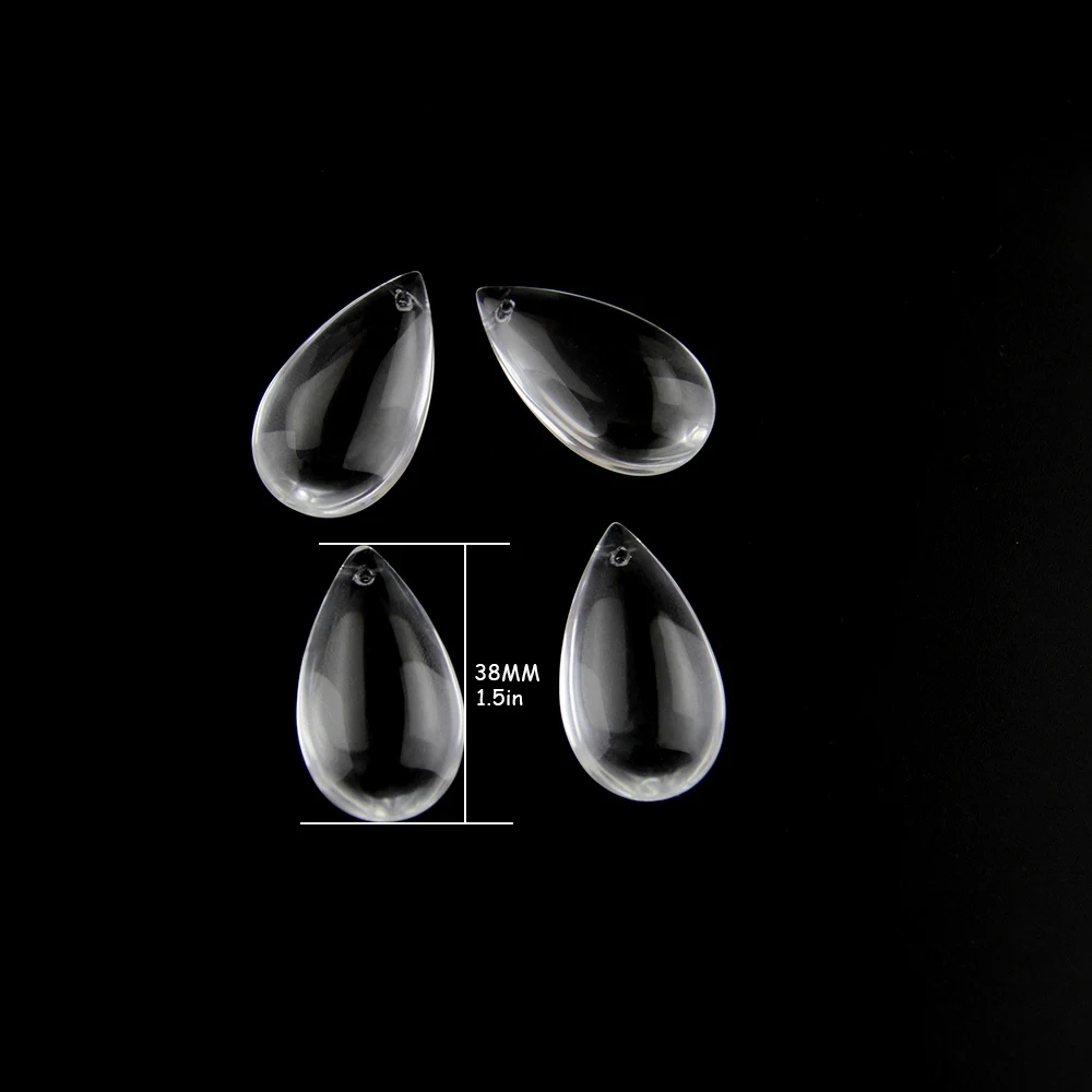 

38mm 50mm 63mm Smooth Hanging Water Drop Crystal Pendant Lamp Prism Chandelier Part Glass Droplet for Wedding Decor