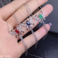 kjjeaxcmy fine jewelry natural emerald ruby sapphire 925 sterling silver gemstone women pendant necklace support test popular