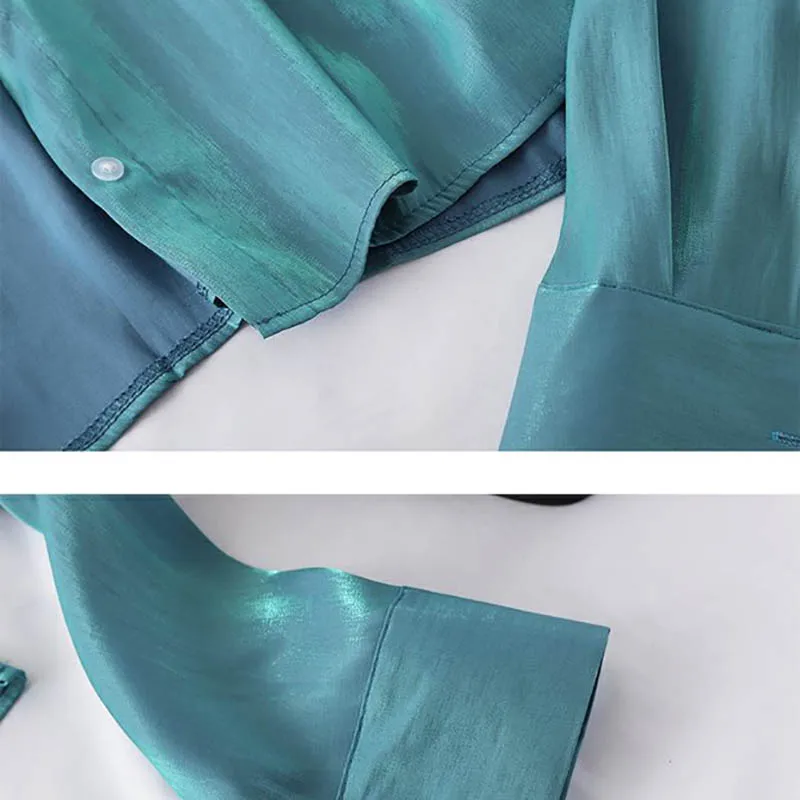 Женская кожаная блузка Heliar Повседневная Блузка с длинными рукавами и пуговицами