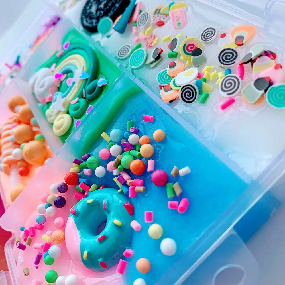 Разноцветный смешанный слайм Единорог DIY Радужный Сжимаемый антистресс детский