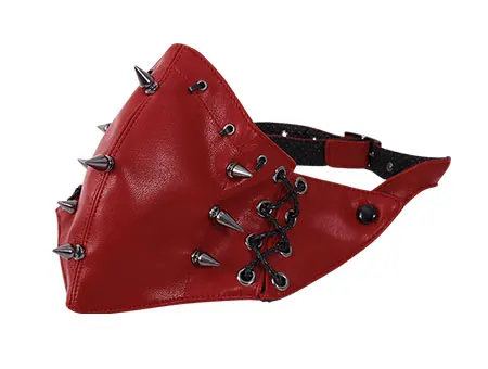 Маска респиратор для лица из ПУ кожи с заклепками|Аксессуары костюмов| |