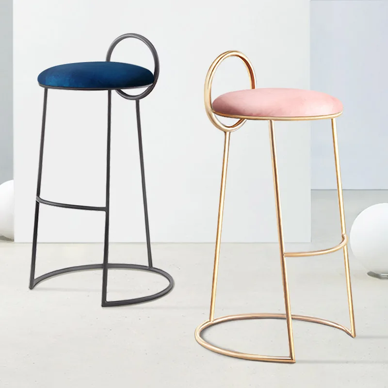 

Nordic Bar Chairs Home Light Luxury High Stool Simple Front Desk Bar Chair Fashion Modern Bar Stools Living Room Counter Chair