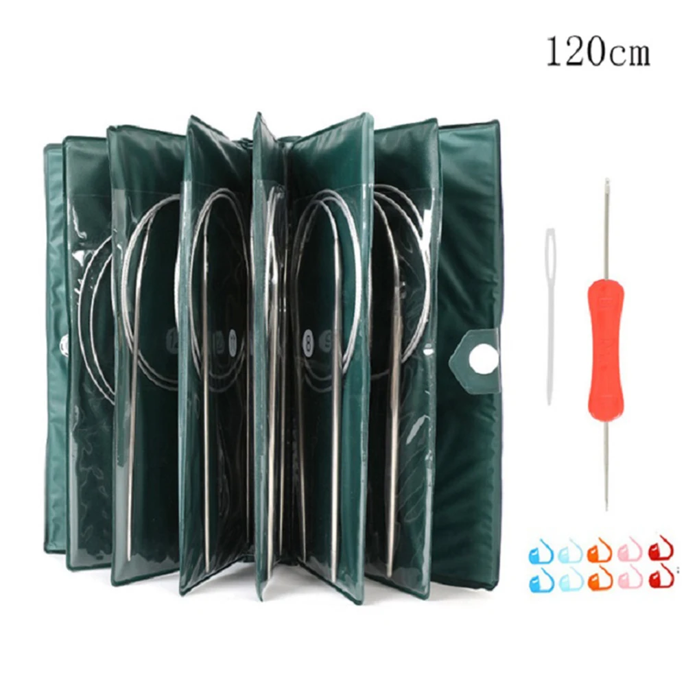 11 размеров круговые спицы из нержавеющей стали набор швейных игл для рукоделия