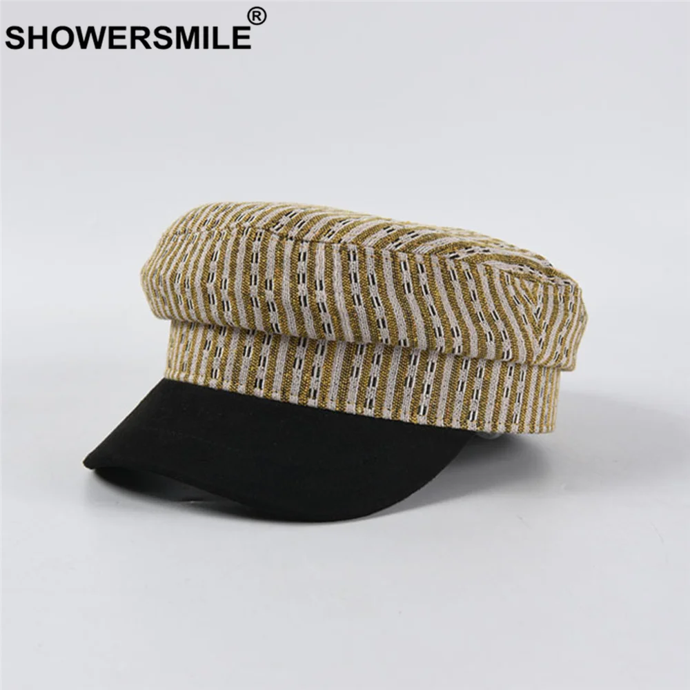 SHOWERSMILE красная полосатая винтажная военная шапка женская кепка в стиле пэчворк