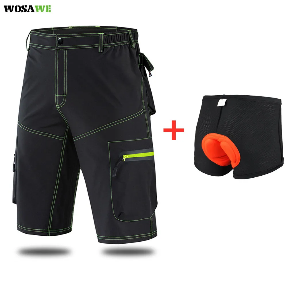 WOSAWE Мужские велосипедные бермуды Короткие MTB шорты с несколькими карманами