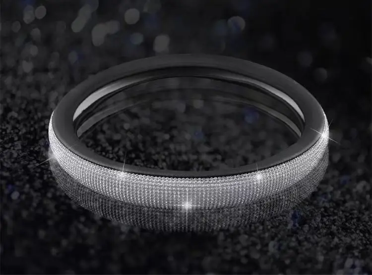 

Leather Bling Car Steering Wheel Cover Rhinestone Diamond Gliter Steering Wheel Covers