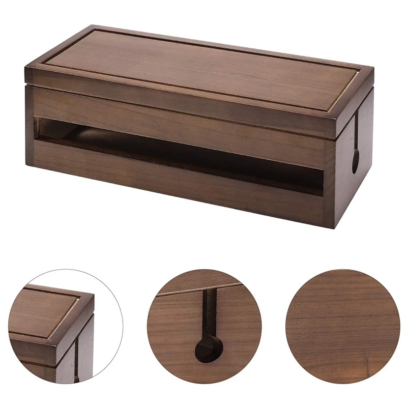 2X Cable Management Box Wooden Cord Organizer For Extension Power Stripe Surge Protector Wire (Coffee Color) | Дом и сад