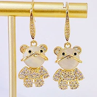korean cute 14k plated gold luxury earrings micro inlaid cats eye temperament simple delicate romantic fine earrings pendant