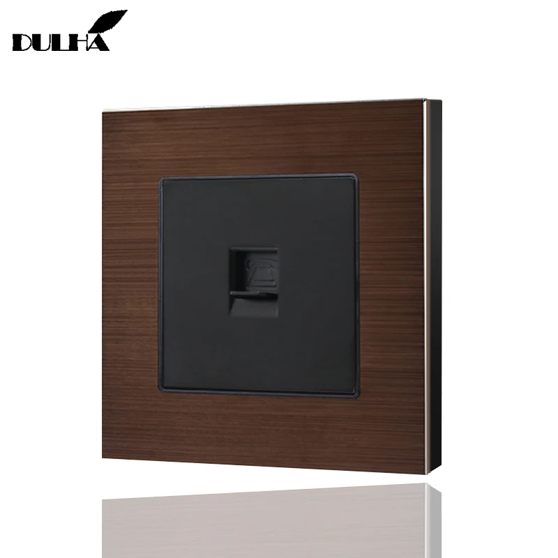 Brushed Aluminum Satin Metal Panel Telephone Wall Socket UK US EU Standard Wiring Phone Electric Tel RJ11 Port Jack Plug Outlet |